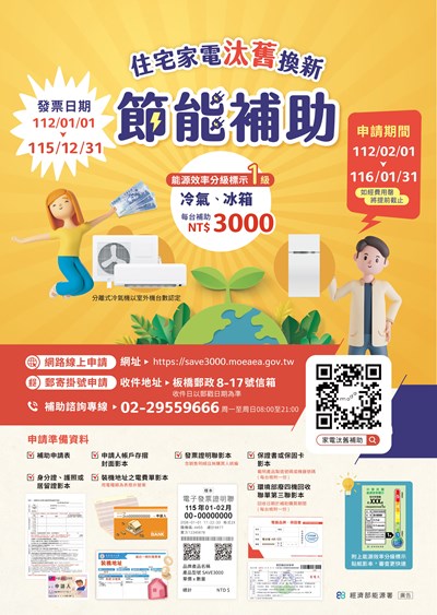 115年度「住宅家電汰舊換新節能補助」海報